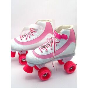 Roller Derby Firestar Girls Size 4 Pink White Quad Roller Skates